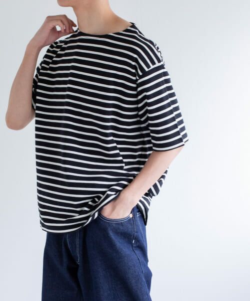 ＊＊URBAN RESEARCH DOORS / アーバンリサーチ ドアーズ Tシャツ | FORK&SPOON　ボートネックボーダーショートスリーブ（BLK×OFF）