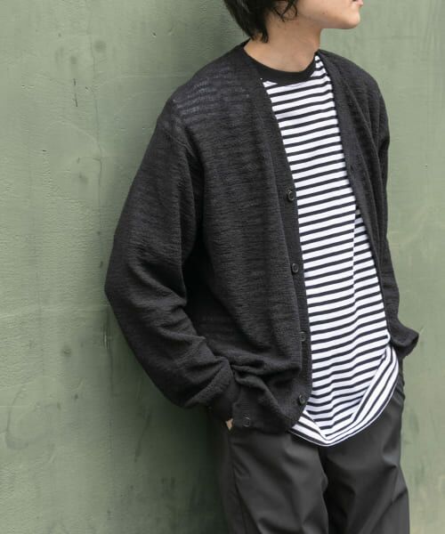 ＊＊URBAN RESEARCH DOORS / アーバンリサーチ ドアーズ カーディガン・ボレロ | FORK&SPOON　PEウォッシャブルニットカーディガン（BLACK）