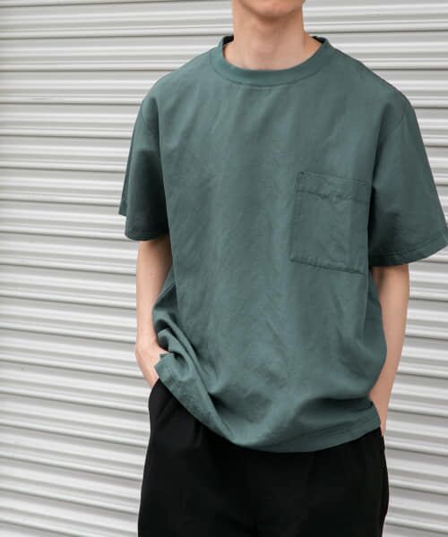 ＊＊URBAN RESEARCH DOORS / アーバンリサーチ ドアーズ Tシャツ | FORK&SPOON　リネン混ショートスリーブプルオーバー（SMOKEBLUE）