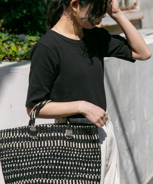 ＊＊URBAN RESEARCH DOORS / アーバンリサーチ ドアーズ Tシャツ | FORK&SPOON　ワッフルジャガードTシャツ（BLACK）