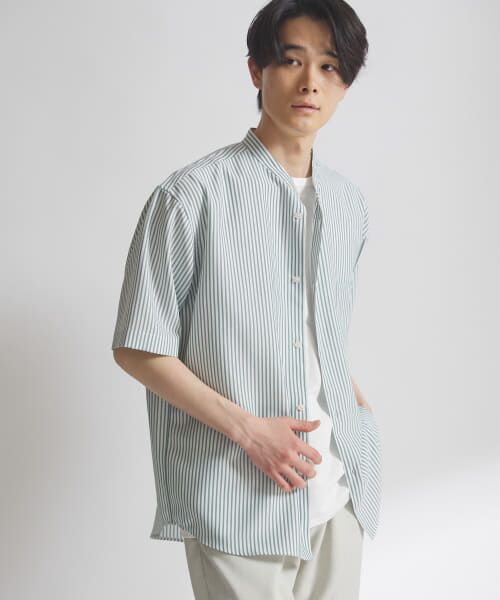 ＊＊URBAN RESEARCH DOORS / アーバンリサーチ ドアーズ シャツ・ブラウス | 『XLサイズ/WEB限定』『吸水速乾』セオアルファバンドカラーショートスリーブ シャツ（STRIPE）