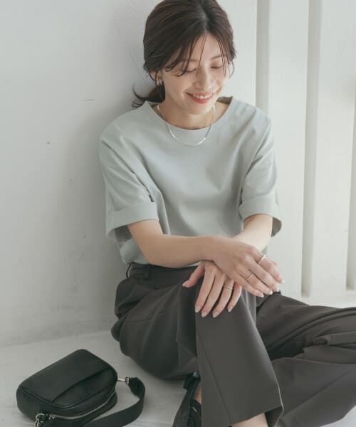 ＊＊URBAN RESEARCH DOORS / アーバンリサーチ ドアーズ Tシャツ | 『UR TECH』USAコットンロールスリーブTシャツ（MINT）