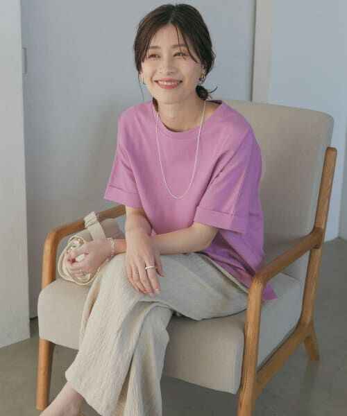 ＊＊URBAN RESEARCH DOORS / アーバンリサーチ ドアーズ Tシャツ | 『UR TECH』USAコットンロールスリーブTシャツ（PURPLE）