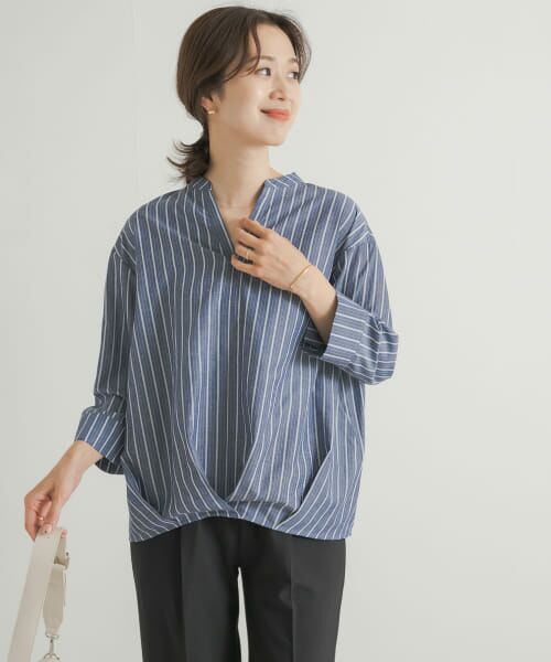セール】 『UR TECH Smart Linen Touch』フロントタックブラウス