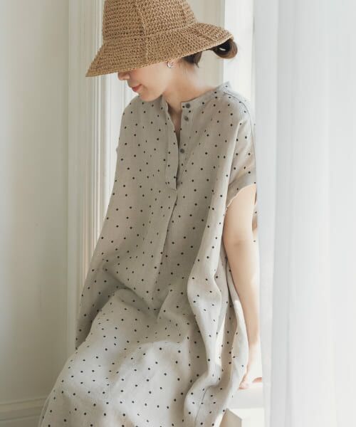 新品　リネンドットフレアワンピース　NATURAL　アーバンリサーチドアーズ URBAN RESEARCH DOORS｜リネンドットフレアワンピース | Rakuten