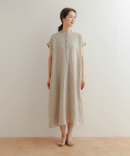 新品◎アーバンリサーチドアーズ ◎リネンドットフレアワンピース//ナチュラルM セール】リネンドットフレアワンピース（ワンピース）｜URBAN