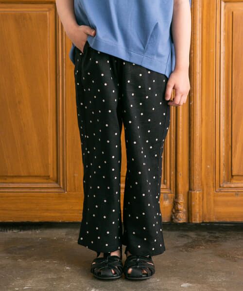 ＊＊URBAN RESEARCH DOORS / アーバンリサーチ ドアーズ パンツ | 『親子リンク』レーヨンリネンドットイージーパンツ(KIDS)（BLACK）