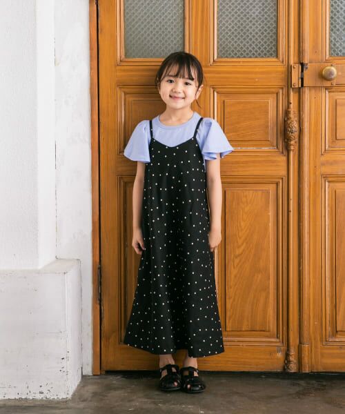 ＊＊URBAN RESEARCH DOORS / アーバンリサーチ ドアーズ ワンピース | 『親子リンク』レーヨンリネンドットキャミワンピース(KIDS)（BLACK）