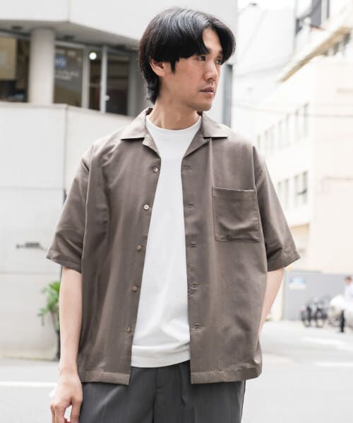 ＊＊URBAN RESEARCH DOORS / アーバンリサーチ ドアーズ シャツ・ブラウス | リネン/シルク混 オープンカラーシャツ（MOCHA）