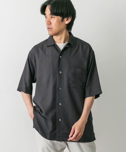 推定50s/COHAMA生地/オープンカラーシャツ/ハンドステッチ/リネン/GRN