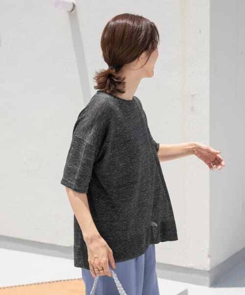 ＊＊URBAN RESEARCH DOORS / アーバンリサーチ ドアーズ ニット・セーター | 『UVカット』リネンボートネックニット（CHARCOAL）