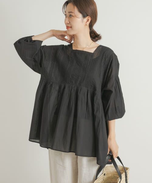 セール】 ピンタックレースギャザーブラウス （シャツ・ブラウス