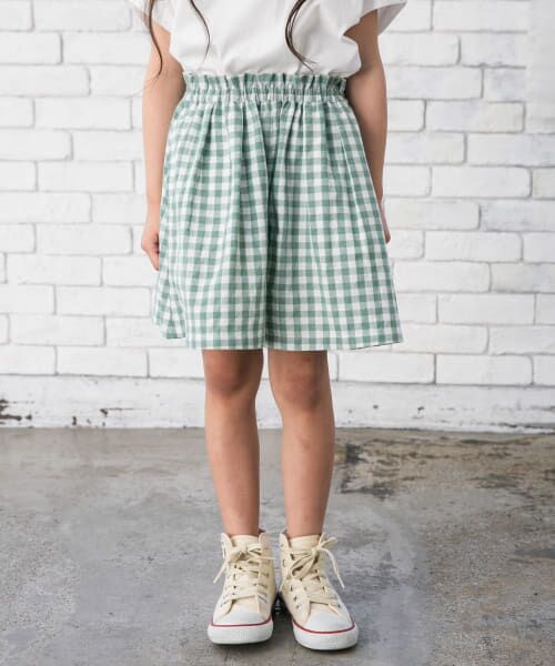 ＊＊URBAN RESEARCH DOORS / アーバンリサーチ ドアーズ パンツ | 『セットアップ対応』ギンガムフレアキュロット(KIDS)（MINT）