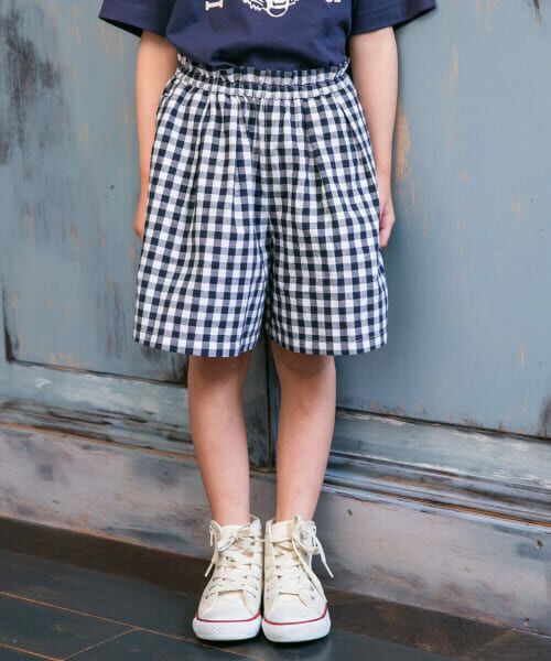 ＊＊URBAN RESEARCH DOORS / アーバンリサーチ ドアーズ パンツ | 『セットアップ対応』ギンガムフレアキュロット(KIDS)（NAVY）