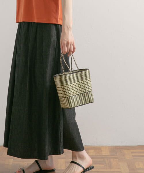 ＊＊URBAN RESEARCH DOORS / アーバンリサーチ ドアーズ バッグ | アフリカンスクエア　水草ミニかごバッグ（ブラック）