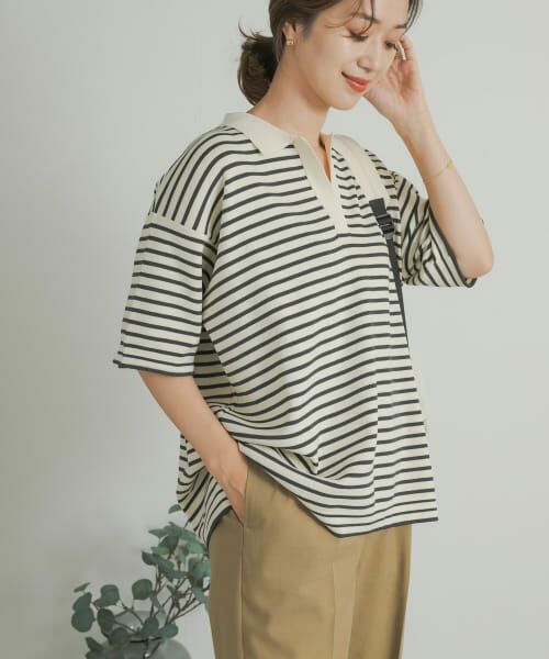 ＊＊URBAN RESEARCH DOORS / アーバンリサーチ ドアーズ ニット・セーター | ウォッシャブルボーダースキッパーニット（NAT×CCL）