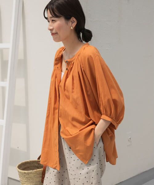 セール】 コットンボイルタックギャザーブラウス （シャツ