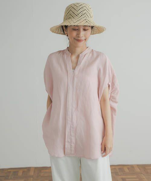 ドゥロワー オーバーサイズギャザースリープブラウス ピンク ドゥロワー オーバーサイズギャザースリープブラウス ピンク