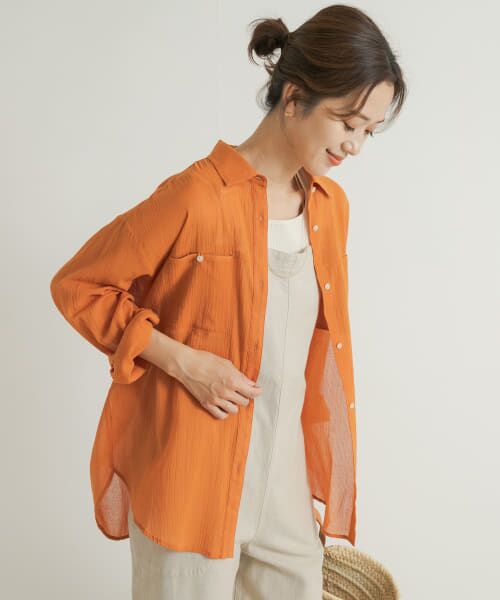 ＊＊URBAN RESEARCH DOORS / アーバンリサーチ ドアーズ シャツ・ブラウス | コットン楊柳ルーズシャツ（ORANGE）