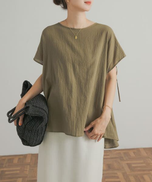 ＊＊URBAN RESEARCH DOORS / アーバンリサーチ ドアーズ シャツ・ブラウス | バックギャザーブラウス（KHAKI）