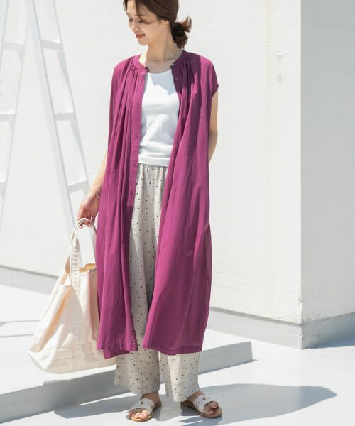 セール】 コットンボイルギャザーフレンチワンピース