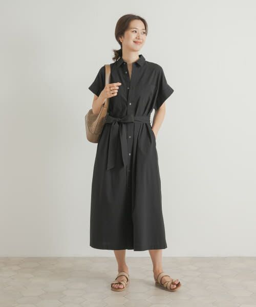 セール】 ウエストリボンシャツワンピース （ワンピース
