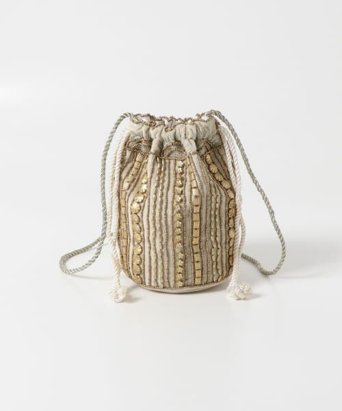 ＊＊URBAN RESEARCH DOORS / アーバンリサーチ ドアーズ ショルダーバッグ | インドビーズ巾着バッグ（IVORY A）