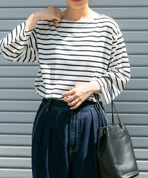 ＊＊URBAN RESEARCH DOORS / アーバンリサーチ ドアーズ Tシャツ | FORK&SPOON　ボートネックカットソー（OFFxBLK）