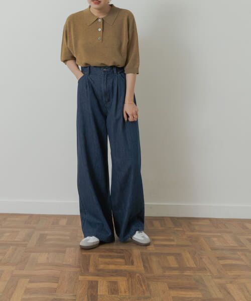 パンツ DENIM SWEAT DOCKING WIDE PANTS Ameri（アメリ）の「DENIM SWEAT DOCKING WIDE PANTS
