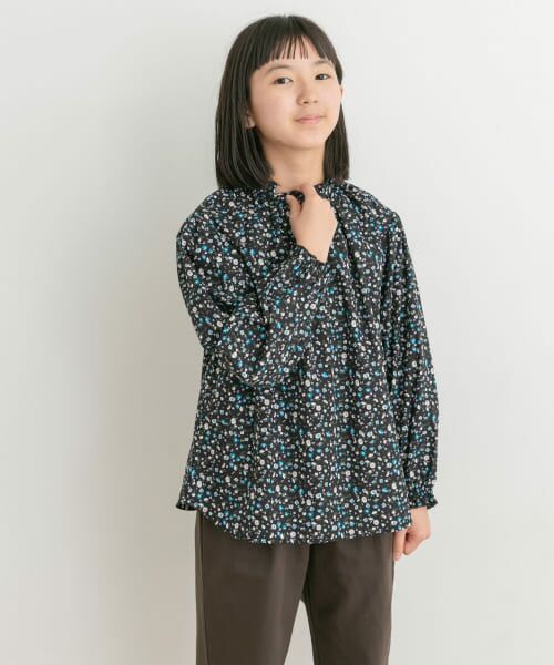 セール】 花柄プリントギャザーフリルブラウス(KIDS) （トップス