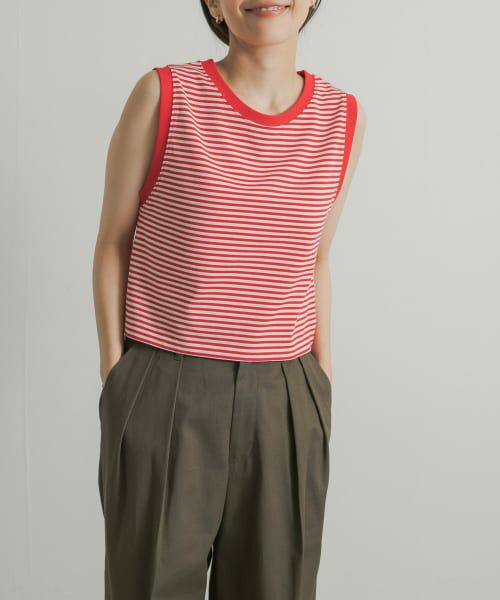 ＊＊URBAN RESEARCH DOORS / アーバンリサーチ ドアーズ タンクトップ | STAR&STRIPE　MULTI BORDER BUSTIER（RED×NAT）