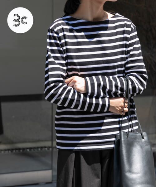 ＊＊URBAN RESEARCH DOORS / アーバンリサーチ ドアーズ Tシャツ | FORK&SPOON　ボートネックボーダー（BLK×OFF）