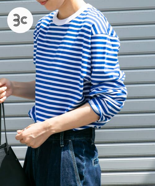 ＊＊URBAN RESEARCH DOORS / アーバンリサーチ ドアーズ Tシャツ | FORK&SPOON　ボーダーロングスリーブTシャツ（BLU×OFF）