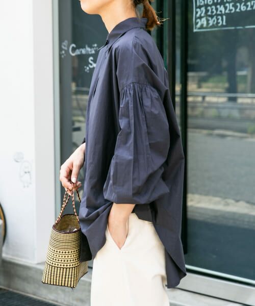 ＊＊URBAN RESEARCH DOORS / アーバンリサーチ ドアーズ シャツ・ブラウス | FORK&SPOON　ハイカウントコットンボリュームスリーブシャツ（CHARCOAL）