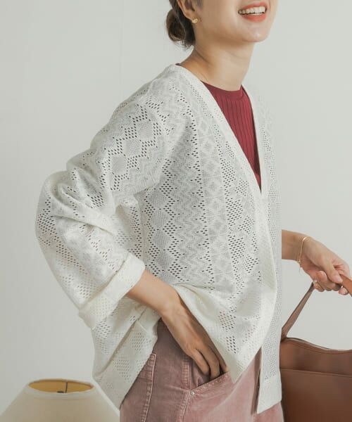 ＊＊URBAN RESEARCH DOORS / アーバンリサーチ ドアーズ カーディガン・ボレロ | レースカーディガン（IVORY）