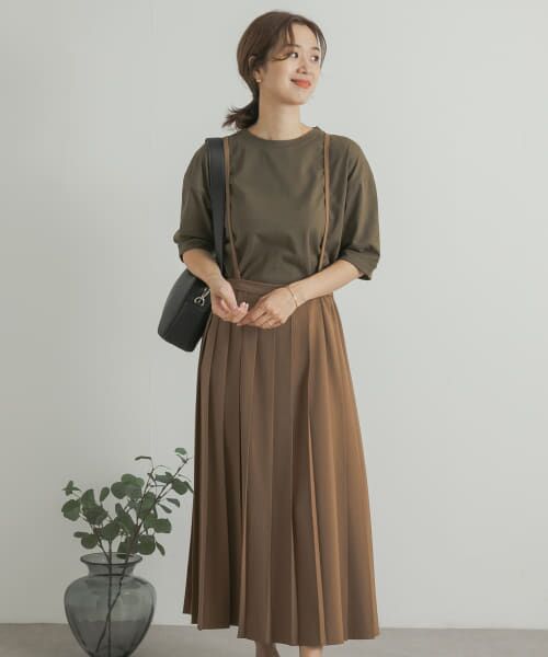 ＊＊URBAN RESEARCH DOORS / アーバンリサーチ ドアーズ スカート | プリーツサロペットスカート（CAMEL）