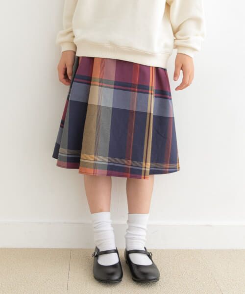 ＊＊URBAN RESEARCH DOORS / アーバンリサーチ ドアーズ パンツ | 『親子リンク』カラーチェックスカート(KIDS)（NAVY）