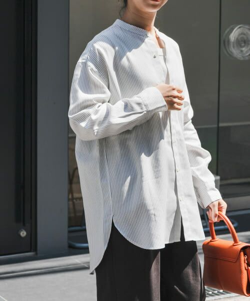 ＊＊URBAN RESEARCH DOORS / アーバンリサーチ ドアーズ シャツ・ブラウス | FORK&SPOON　ダブルクロスバンドカラーシャツ（STRIPE）
