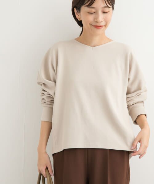 ＊＊URBAN RESEARCH DOORS / アーバンリサーチ ドアーズ Tシャツ | カットカルゼVネックドルマン（L.BEIGE）