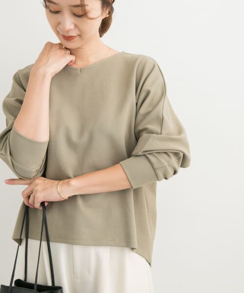 ＊＊URBAN RESEARCH DOORS / アーバンリサーチ ドアーズ Tシャツ | カットカルゼVネックドルマン（L.KHAKI）