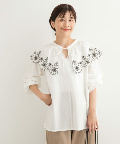セール】 レース刺繍ラッフルブラウス （シャツ・ブラウス