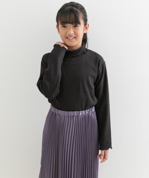 ＊＊URBAN RESEARCH DOORS / アーバンリサーチ ドアーズ トップス | メローフリルリブタートルネックTシャツ(KIDS)（BLACK）