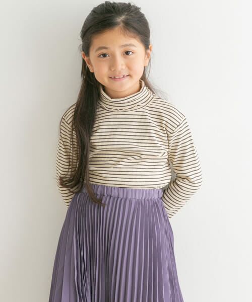 ＊＊URBAN RESEARCH DOORS / アーバンリサーチ ドアーズ トップス | ボーダーフリルリブタートルネック(KIDS)（IVO×CCL）