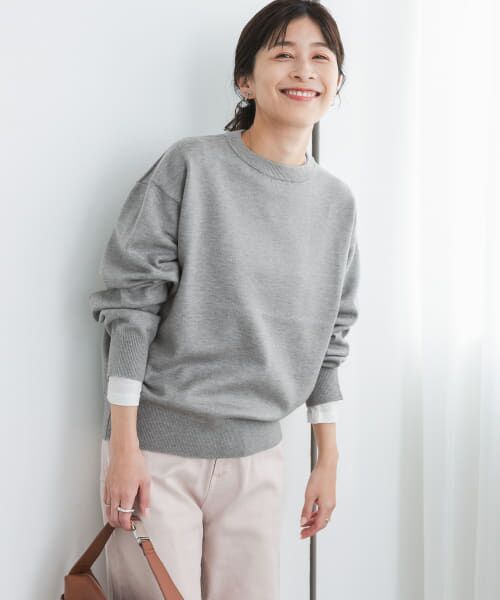 セール】 『UR TECH 200日ニット』スウェットライクプルオーバー