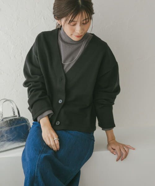 ＊＊URBAN RESEARCH DOORS / アーバンリサーチ ドアーズ カーディガン・ボレロ | 『UR TECH 200日ニット』Vネックカーディガン（BLACK）