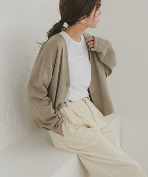 ＊＊URBAN RESEARCH DOORS / アーバンリサーチ ドアーズ カーディガン・ボレロ | 『UR TECH 200日ニット』Vネックカーディガン（杢BEIGE）