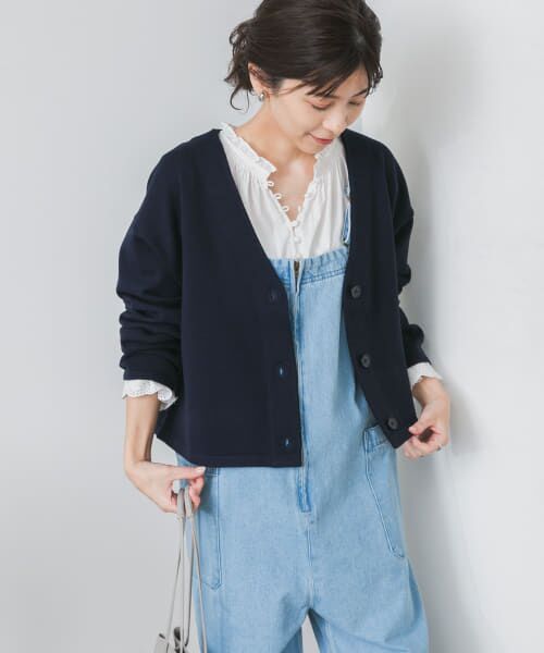 ＊＊URBAN RESEARCH DOORS / アーバンリサーチ ドアーズ カーディガン・ボレロ | 『UR TECH 200日ニット』Vネックカーディガン（NAVY）
