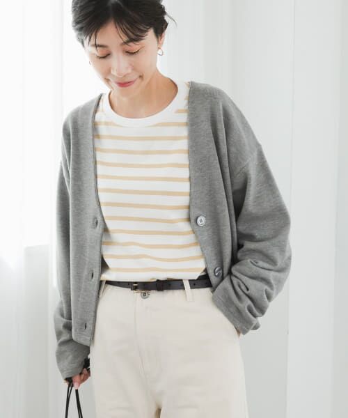 新品タグ付　UR TECH ひやサラクールリネン混Vネックショートカーディガン URBAN RESEARCH DOORS カーディガン 「UR TECH ひやサラクール