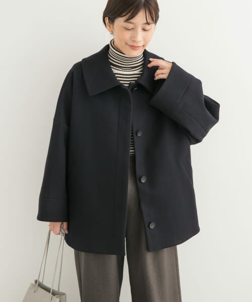 【REALITY STUDIO】ウールコクーンボリュームコート　ネイビー REALITY STUDIO ウールコクーンボリュームコート