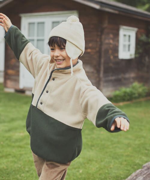 ＊＊URBAN RESEARCH DOORS / アーバンリサーチ ドアーズ トップス | 『洗濯可』フリースバイカラープルオーバー(KIDS)（GR×BE）